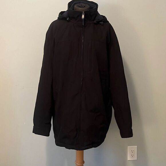 Weatherproof Black Waterproof Hooded Double Layer Parka Jacket Size Large - Picture 1 of 15